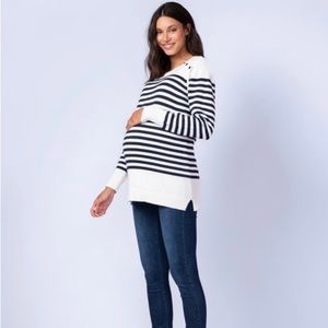 Seraphine Maternity and Nursing striped nautical sweater! NWT! Size L